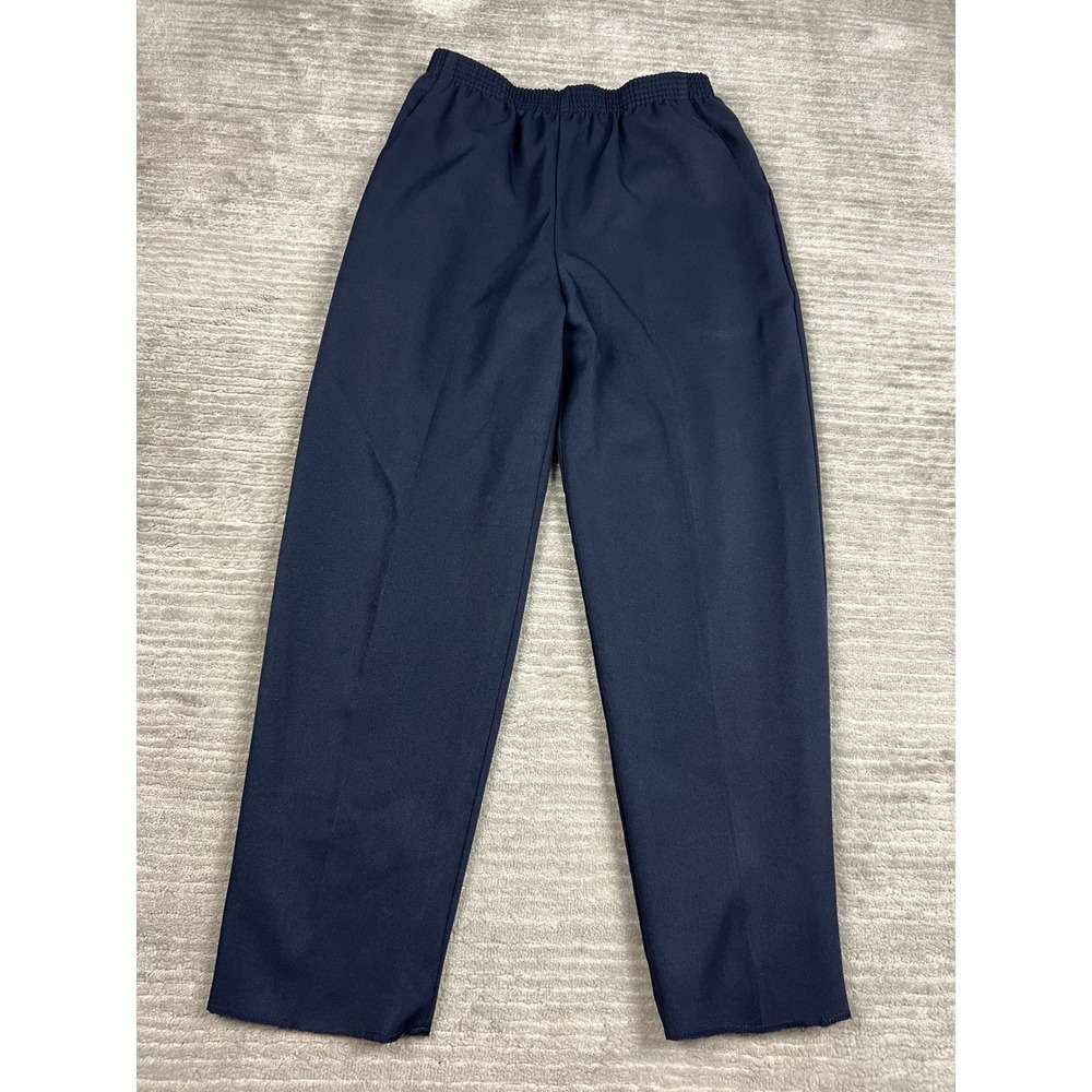 Briggs Pants Women 10P Navy Blue Straight Leg Elastic Waist Petite Workwear USA